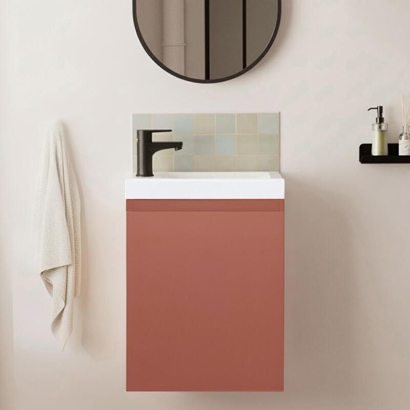 Ensemble lave-mains suspendu avec robinet noir