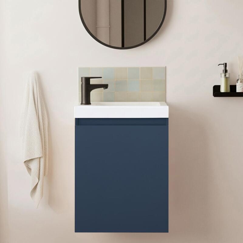 Ensemble lave-mains suspendu avec robinet noir