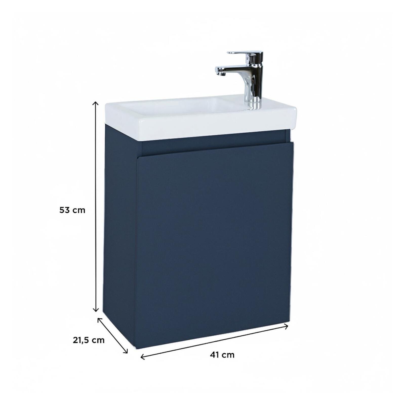 Ensemble lave-mains suspendu avec robinet noir et miroir ovale