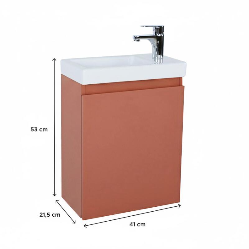 Ensemble lave-mains suspendu avec robinet noir et miroir ovale