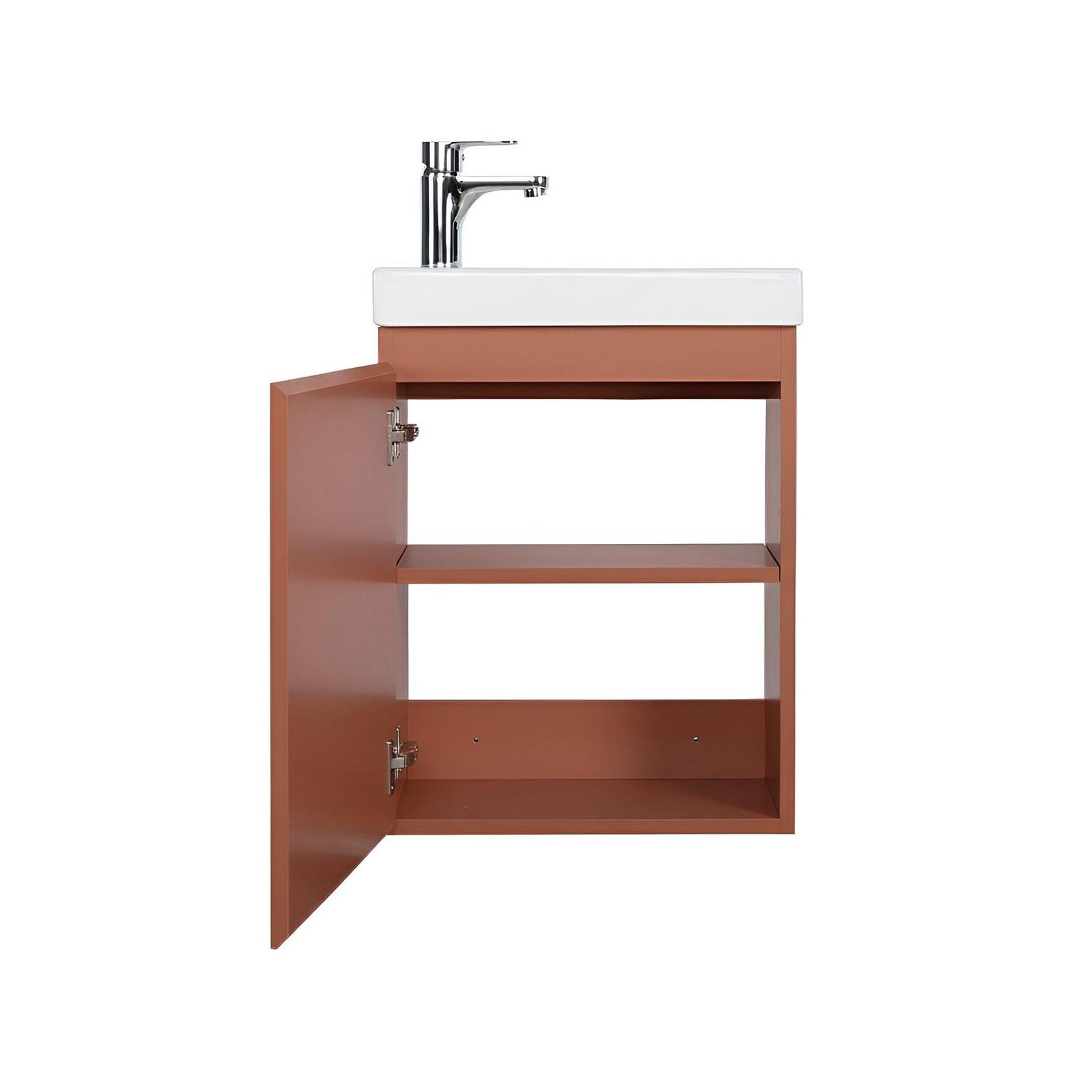 Ensemble lave-mains suspendu avec robinet noir et miroir ovale