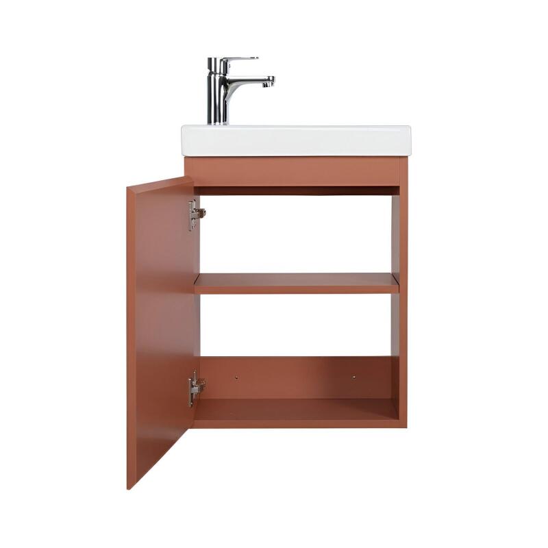 Ensemble lave-mains suspendu avec robinet chromé et miroir tablette