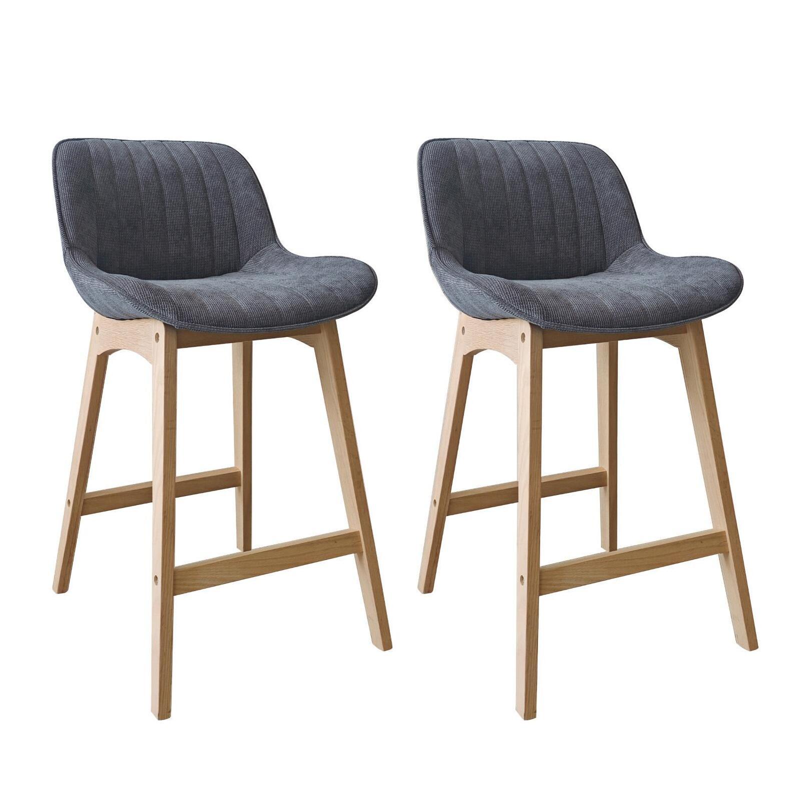 Lot de chaises d'îlot et bar en chêne et assise tissu velours côtelé H65cm