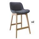 Lot de chaises d'îlot et bar en chêne et assise tissu velours côtelé H65cm