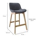 Lot de chaises d'îlot et bar en chêne et assise tissu velours côtelé H65cm