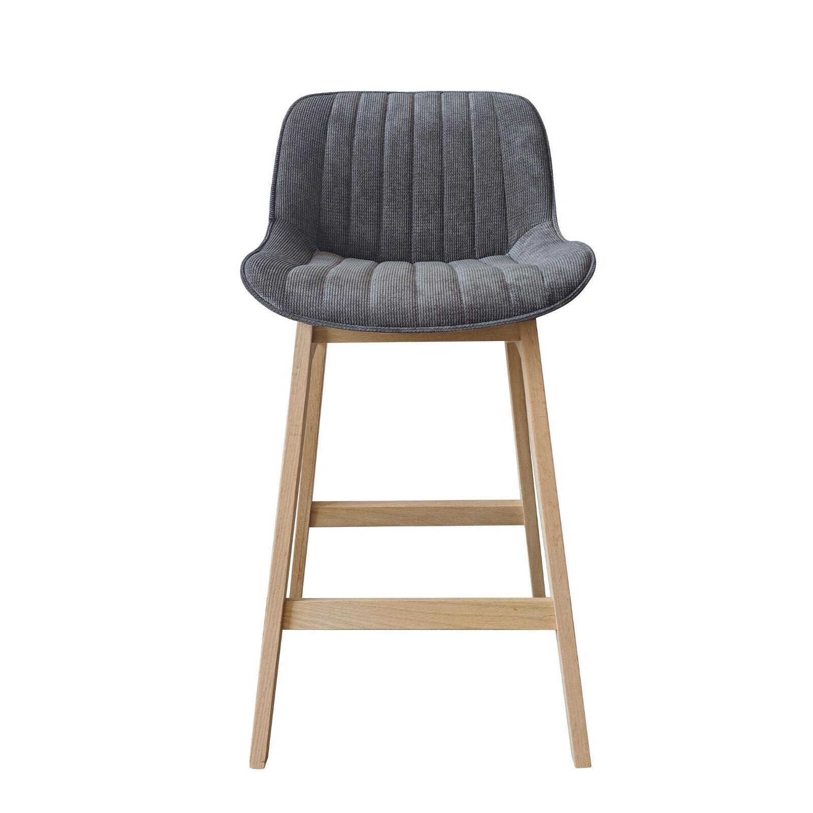 Lot de chaises d'îlot et bar en chêne et assise tissu velours côtelé H65cm