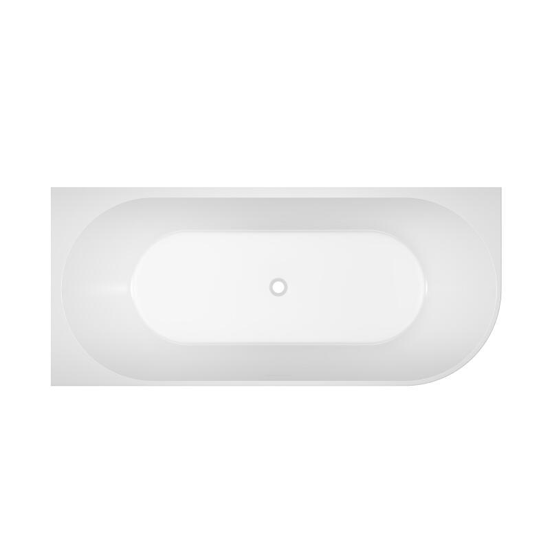 Baignoire semi-îlot en acrylique blanche 150cm - Angle gauche - Livrée complète