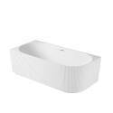 Baignoire semi-îlot blanche 150cm striée en acrylique Lucite® - Angle gauche - Livrée complète