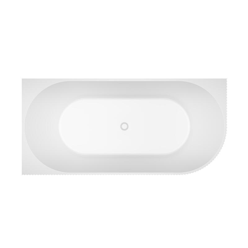 Baignoire semi-îlot blanche 150cm striée en acrylique Lucite® - Angle gauche - Livrée complète