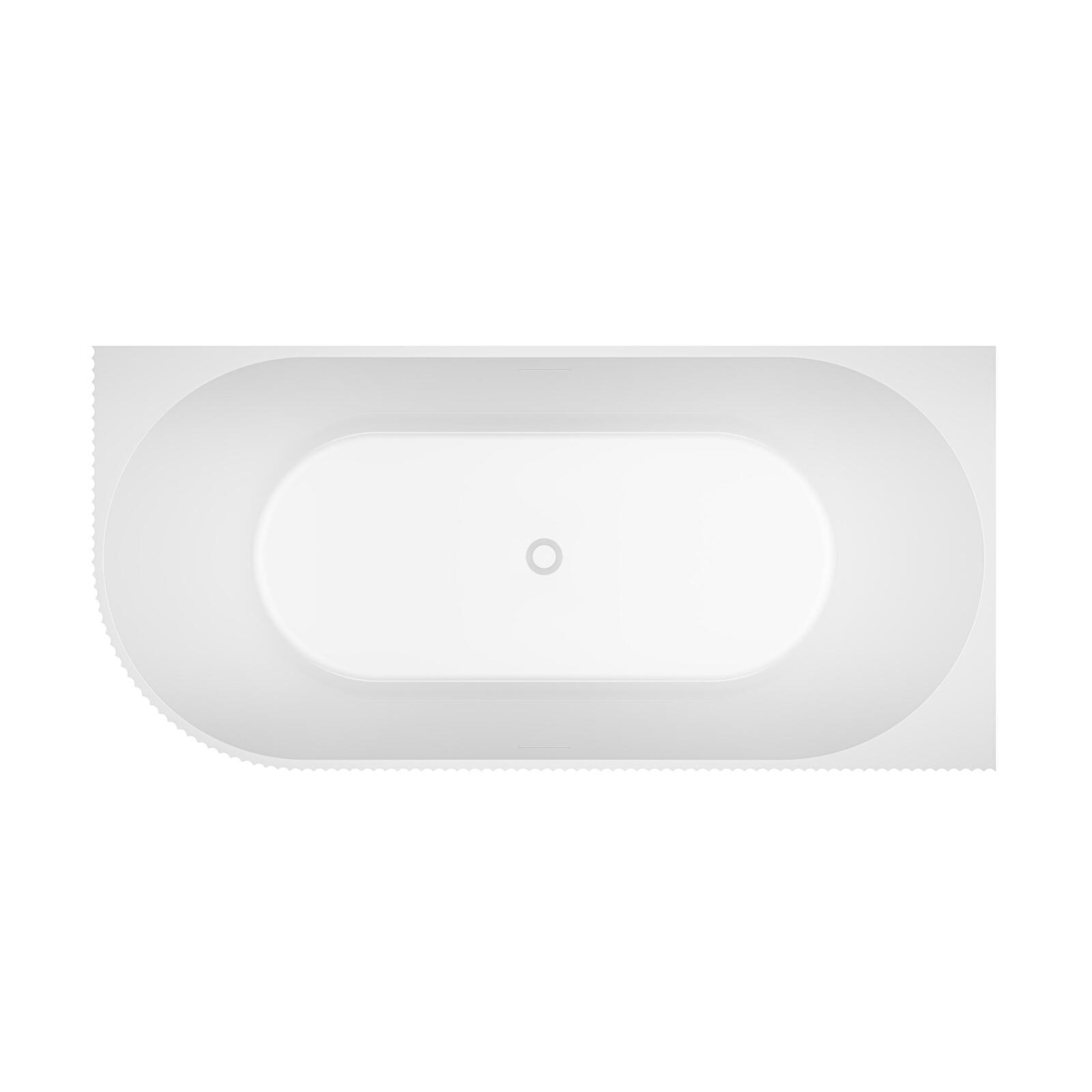 Baignoire semi-îlot blanche 150cm striée en acrylique Lucite® - Angle droit - Livrée complète