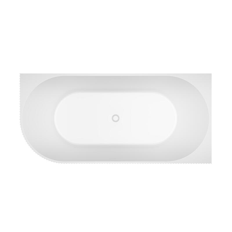Baignoire semi-îlot blanche 150cm striée en acrylique Lucite® - Angle droit - Livrée complète