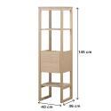 Ensemble salle de bain intégral 70cm chêne naturel avec colonne, vasque ronde, miroir et robinet ATOLL