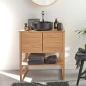 Ensemble meuble 70cm chêne naturel avec vasque à poser ronde noire ATOLL