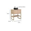 Ensemble meuble 70cm chêne naturel avec vasque à poser ronde noire ATOLL