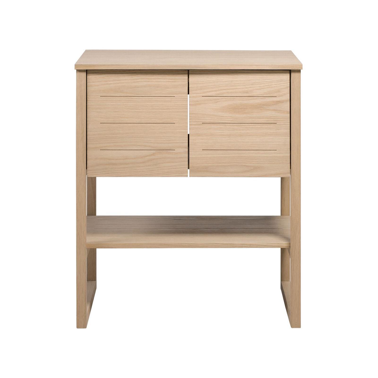 Ensemble meuble 70cm chêne naturel avec vasque carrée blanche et robinet chromé ATOLL