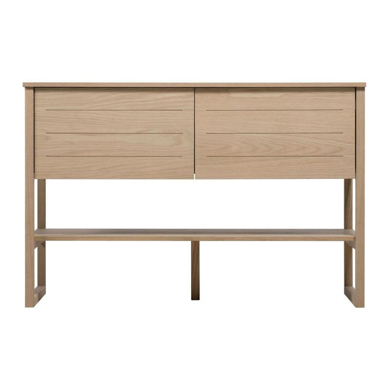 Ensemble meuble double vasque 120cm chêne naturel avec vasques rondes blanches ATOLL