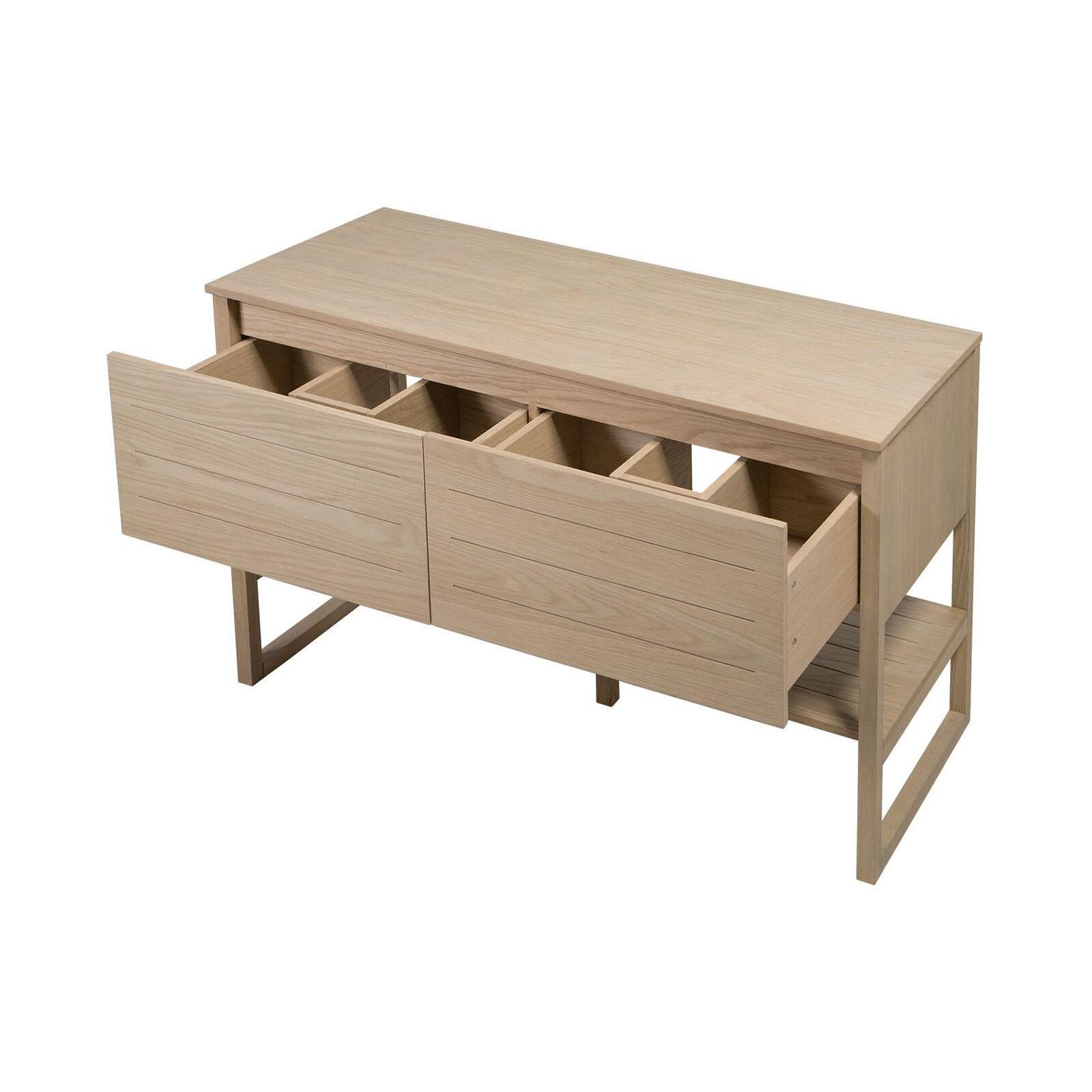 Ensemble salle de bain 120cm double vasque chêne naturel avec colonne, vasques rondes blanches, miroirs et robinets ATOLL