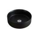Ensemble double vasque 140cm chêne naturel avec vasques rondes noires, robinets et miroir