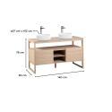 Ensemble meuble double vasque 140cm chêne naturel avec vasques rondes blanches