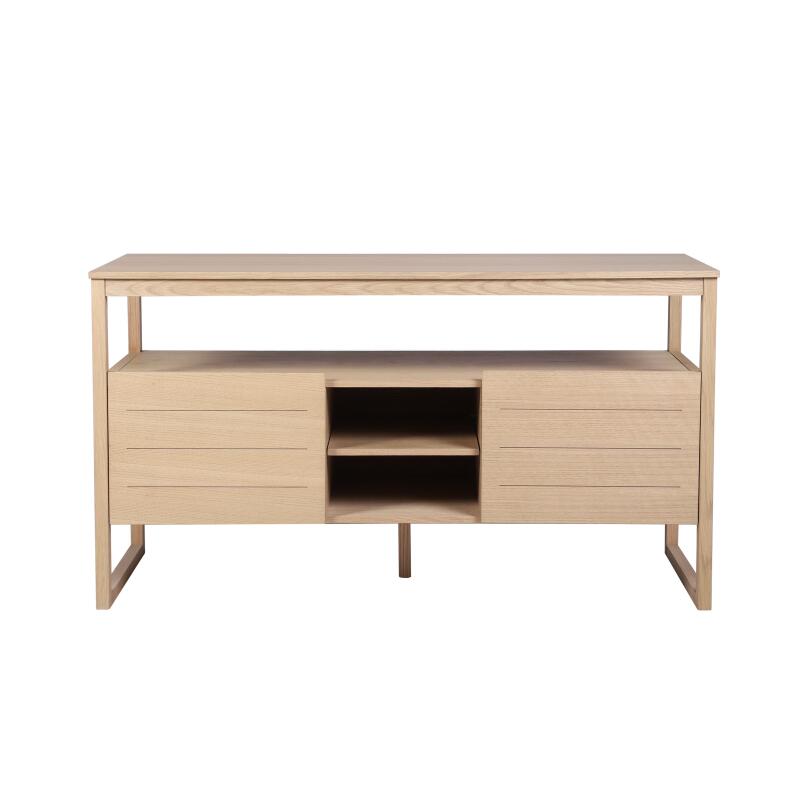 Ensemble meuble double vasque 140cm chêne naturel avec vasques carrées blanches