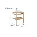 Meuble de salle de bain structure métal noir plan bois et vasque ronde