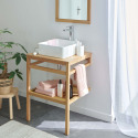 Meuble de salle de bain en chêne et vasque carrée