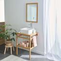 Meuble de salle de bain en chêne avec vasque carrée robinet et miroir