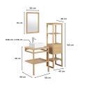 Meuble de salle de bain en chêne avec vasque carrée robinet miroir et colonne