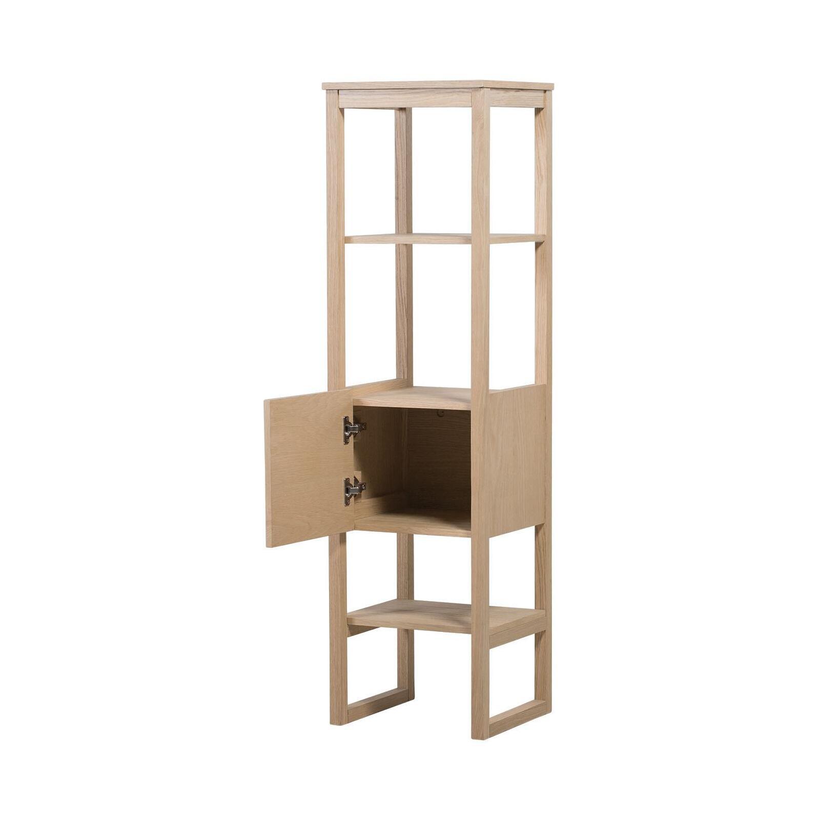 Meuble de salle de bain en chêne avec vasque carrée robinet miroir et colonne