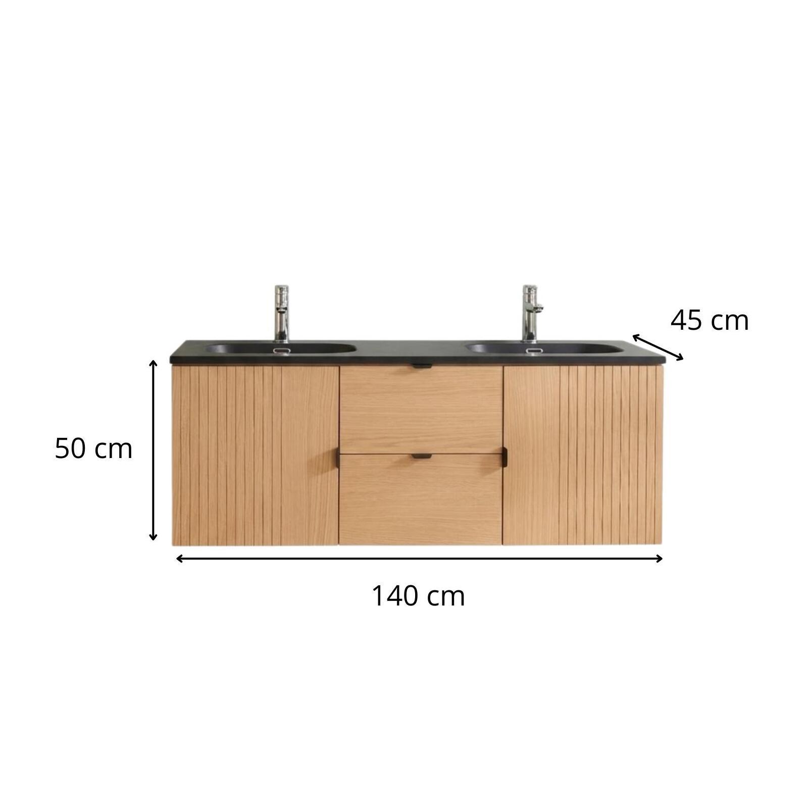 Meuble de salle de bain en chêne avec vasque et robinet