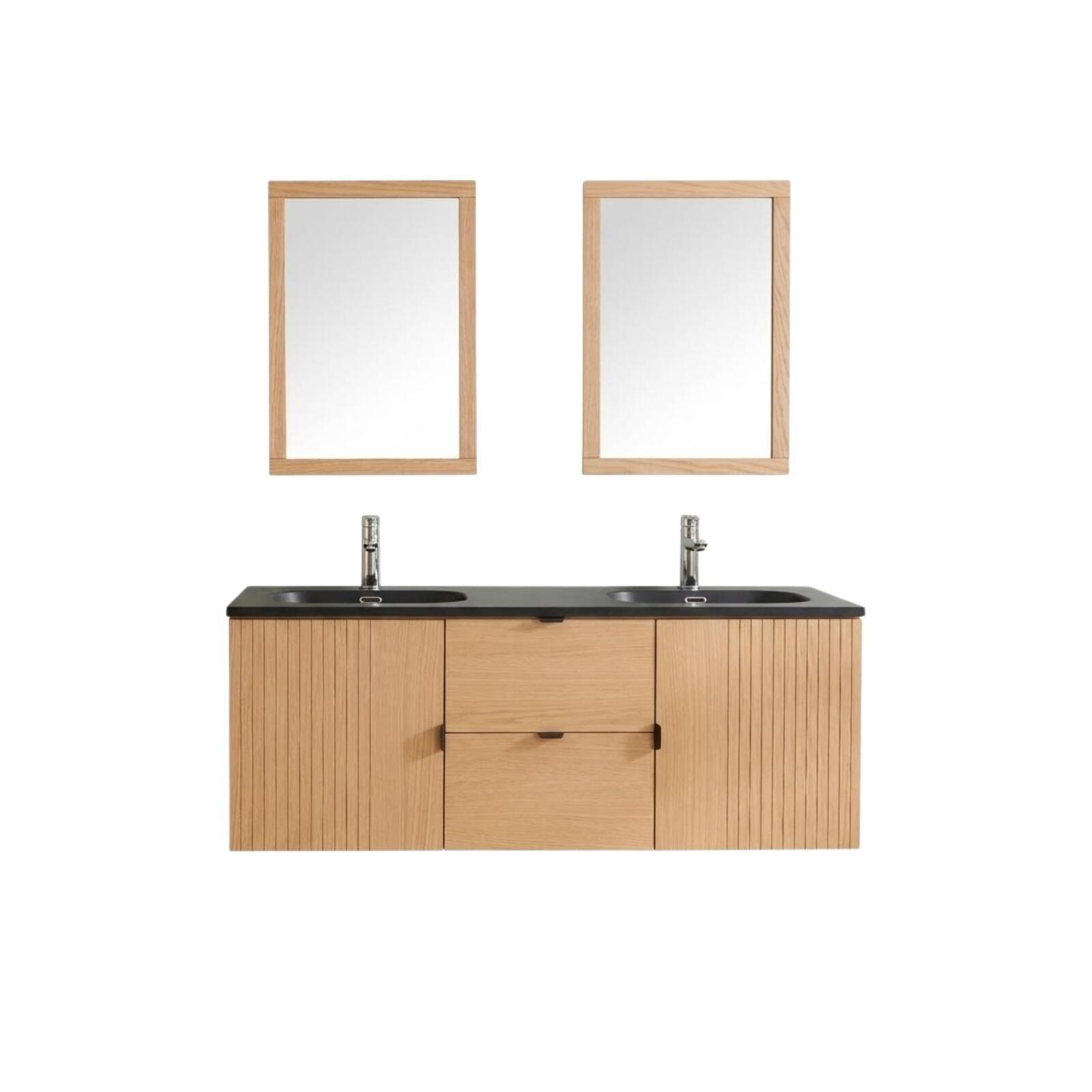 MEUBLE AVEC VASQUE STUDIO+ ROBINET + MIROIR CARRÉ