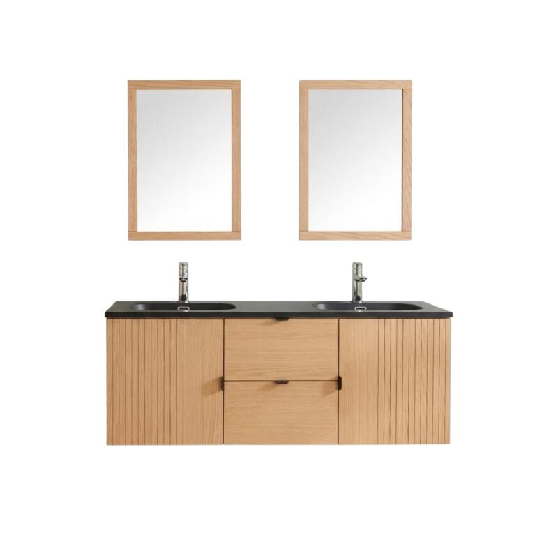 MEUBLE AVEC VASQUE STUDIO+ ROBINET + MIROIR CARRÉ