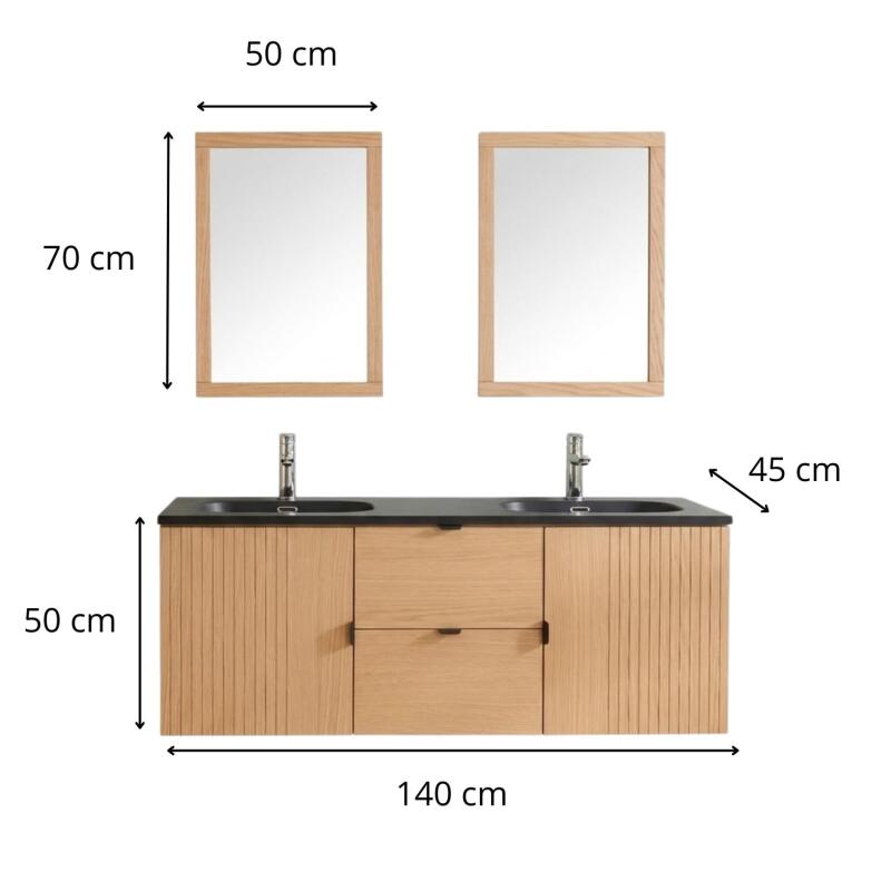 MEUBLE AVEC VASQUE STUDIO+ ROBINET + MIROIR CARRÉ