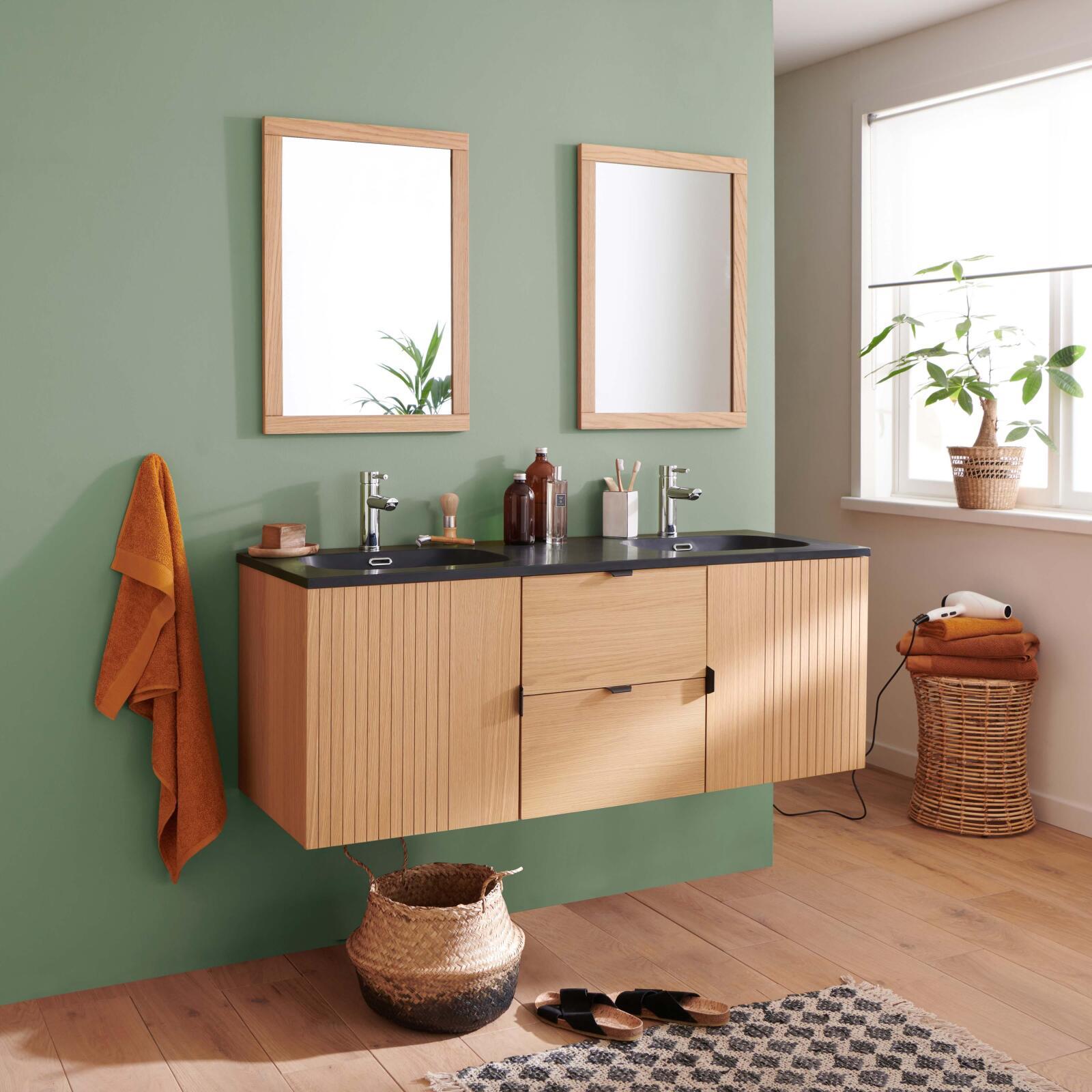 MEUBLE AVEC VASQUE STUDIO+ ROBINET + MIROIR CARRÉ