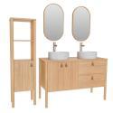 Ensemble meuble double vasque 120cm + vasque DIEGO + robinet TAP + miroir PEPPER + colonne JOY