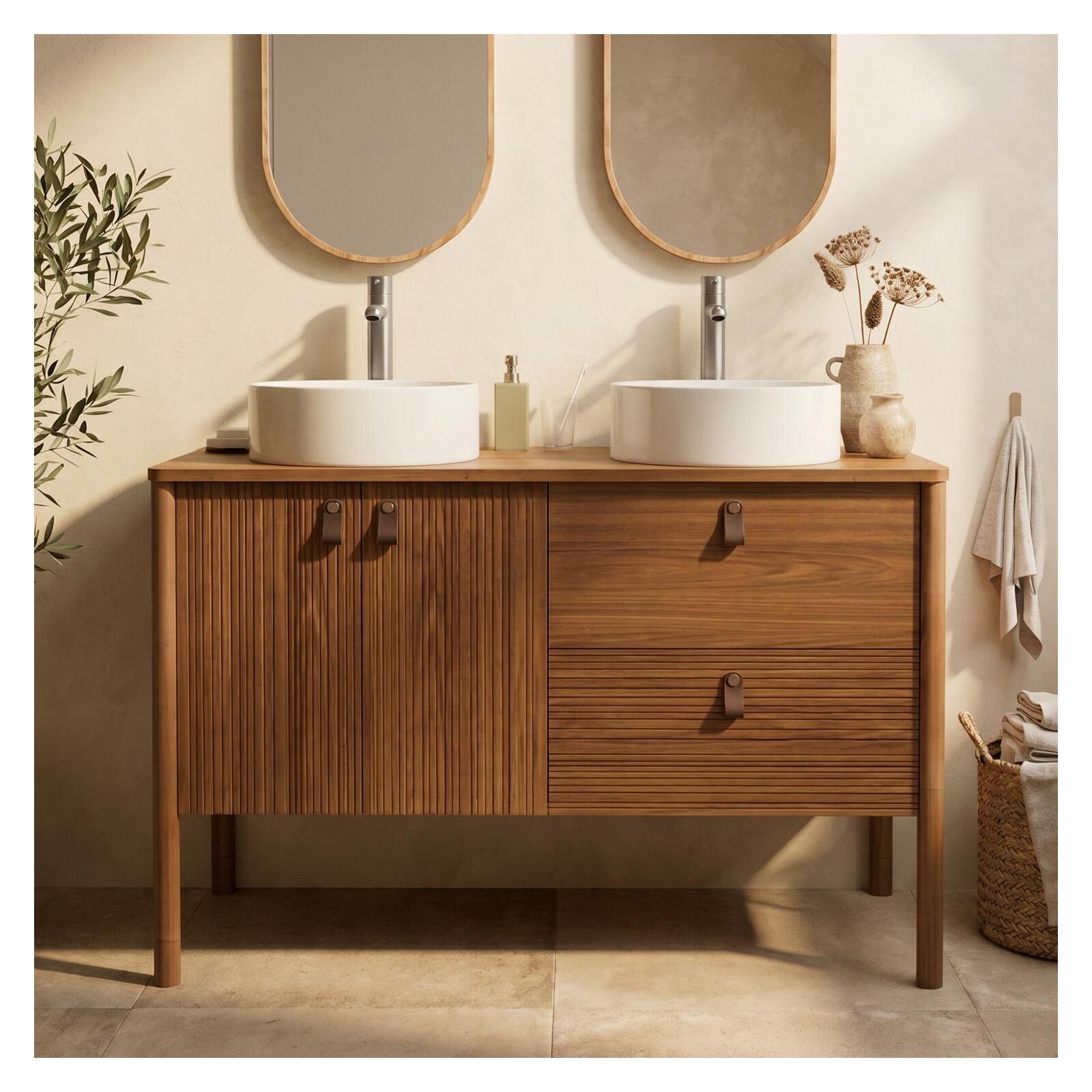 Ensemble meuble double vasque 120 cm + vasques DIEGO + robinets TAP
