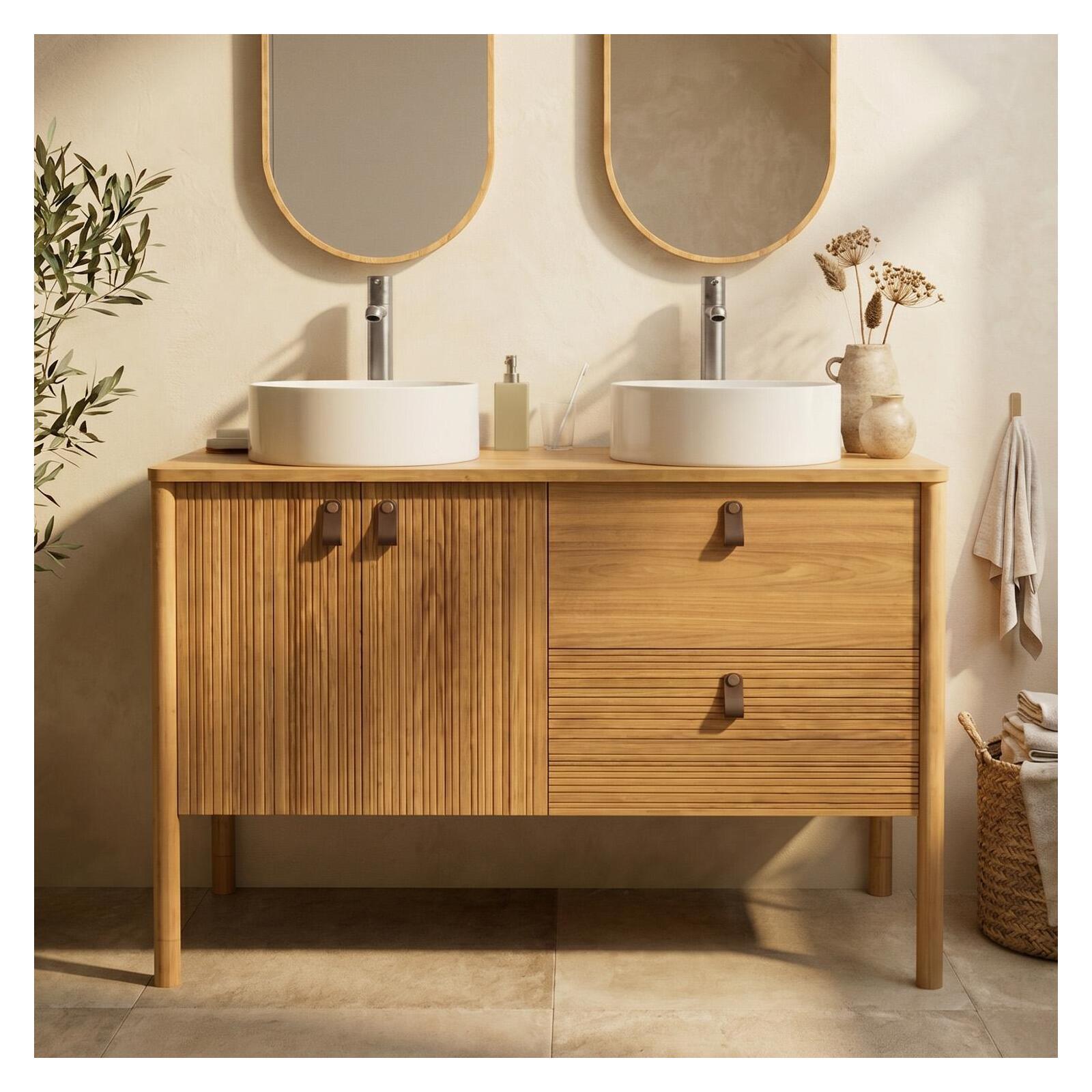 Ensemble meuble double vasque 120 cm + vasques DIEGO + robinets TAP