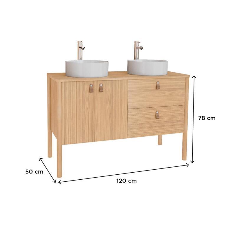 Ensemble meuble double vasque 120 cm + vasques DIEGO + robinets TAP