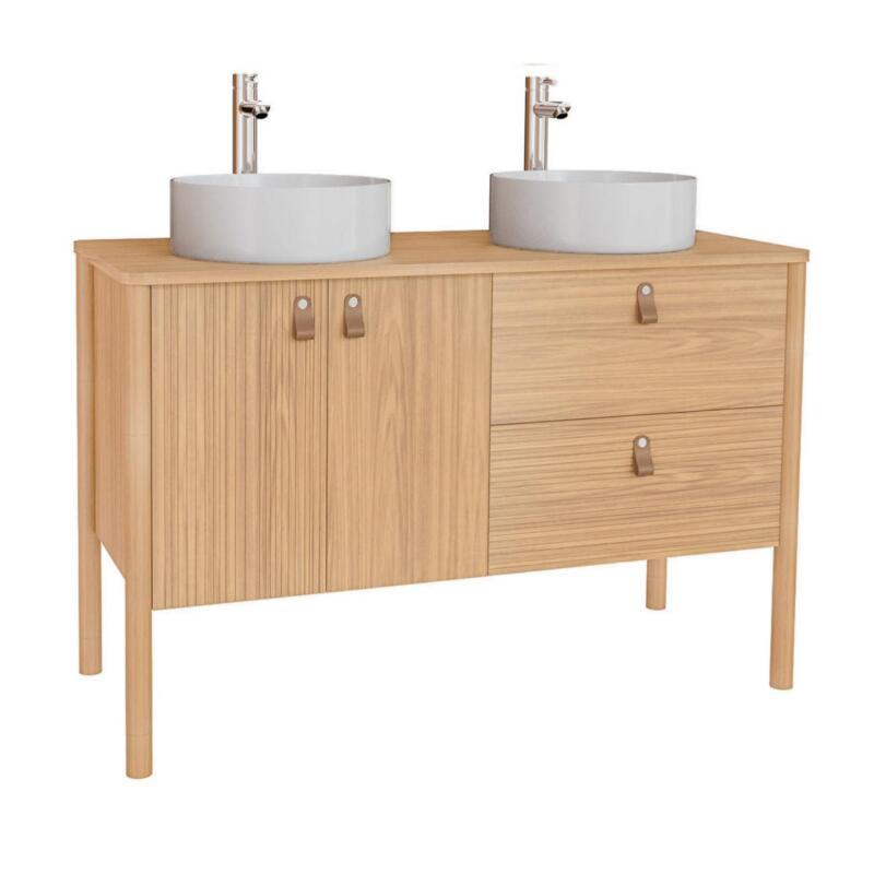 Ensemble meuble double vasque 120 cm + vasques DIEGO + robinets TAP