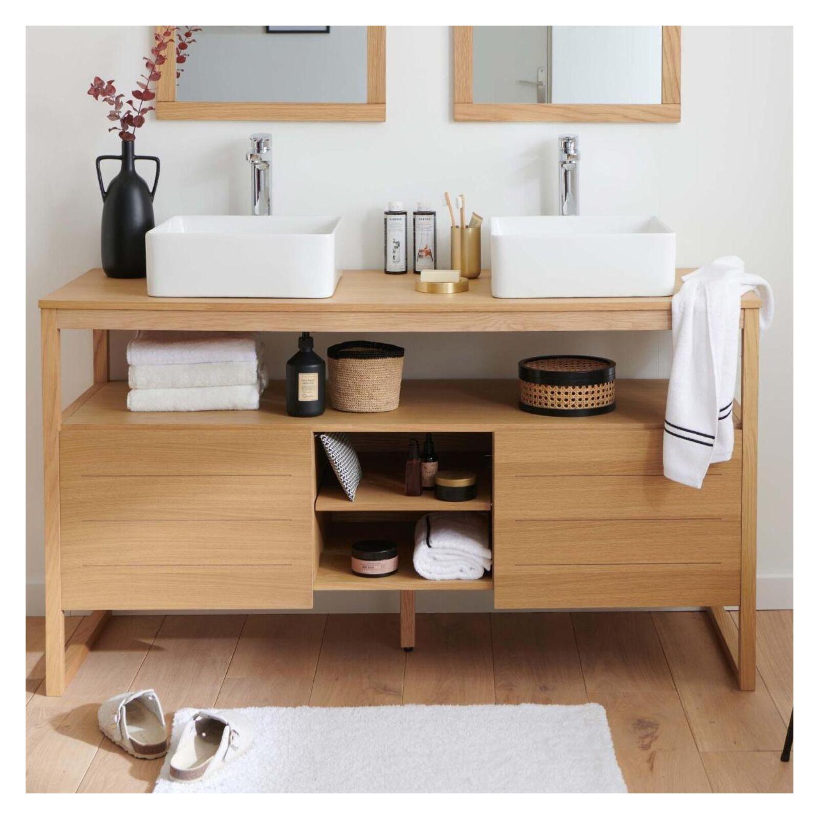 Ensemble meuble double vasque 140 cm avec vasques et robinets
