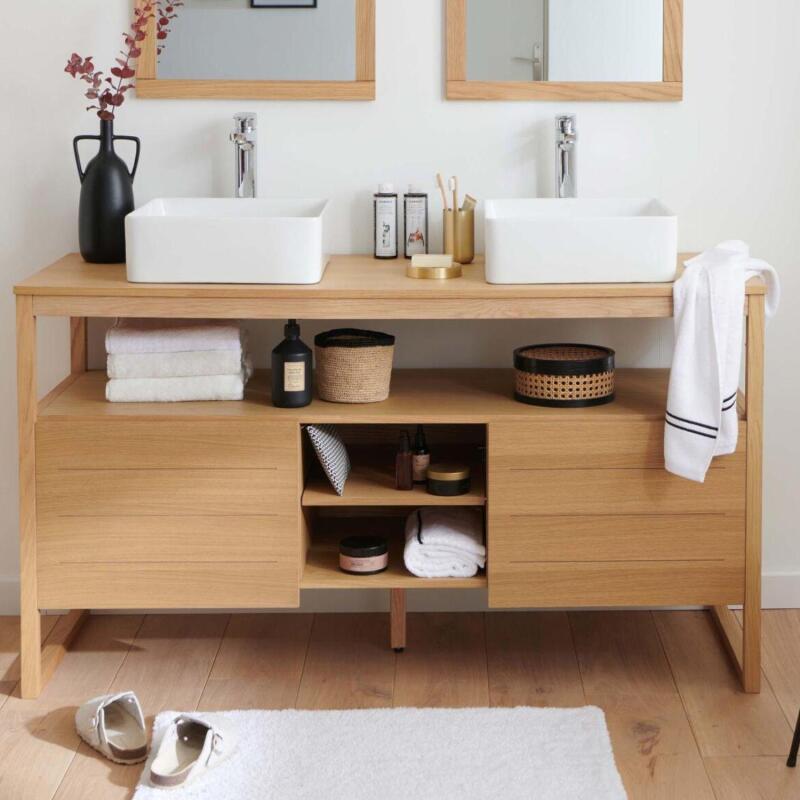Ensemble meuble double vasque 140 cm avec vasques et robinets