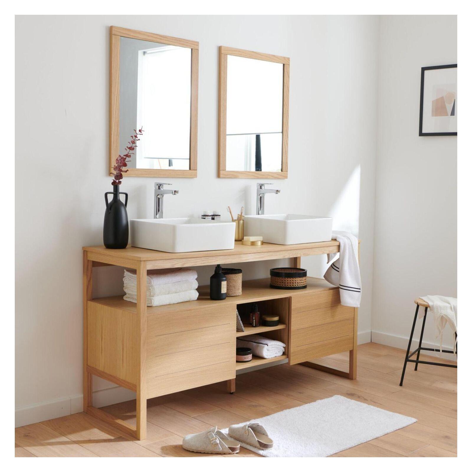 Ensemble meuble double vasque 140 cm avec vasques et robinets