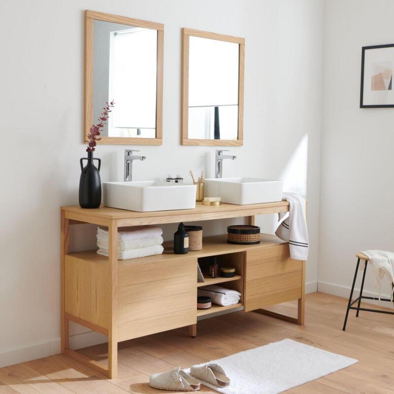 Ensemble meuble double vasque 140 cm avec vasques et robinets
