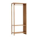 Portant vêtements en bois effet tasseaux de bois 90x190cm - barre penderie