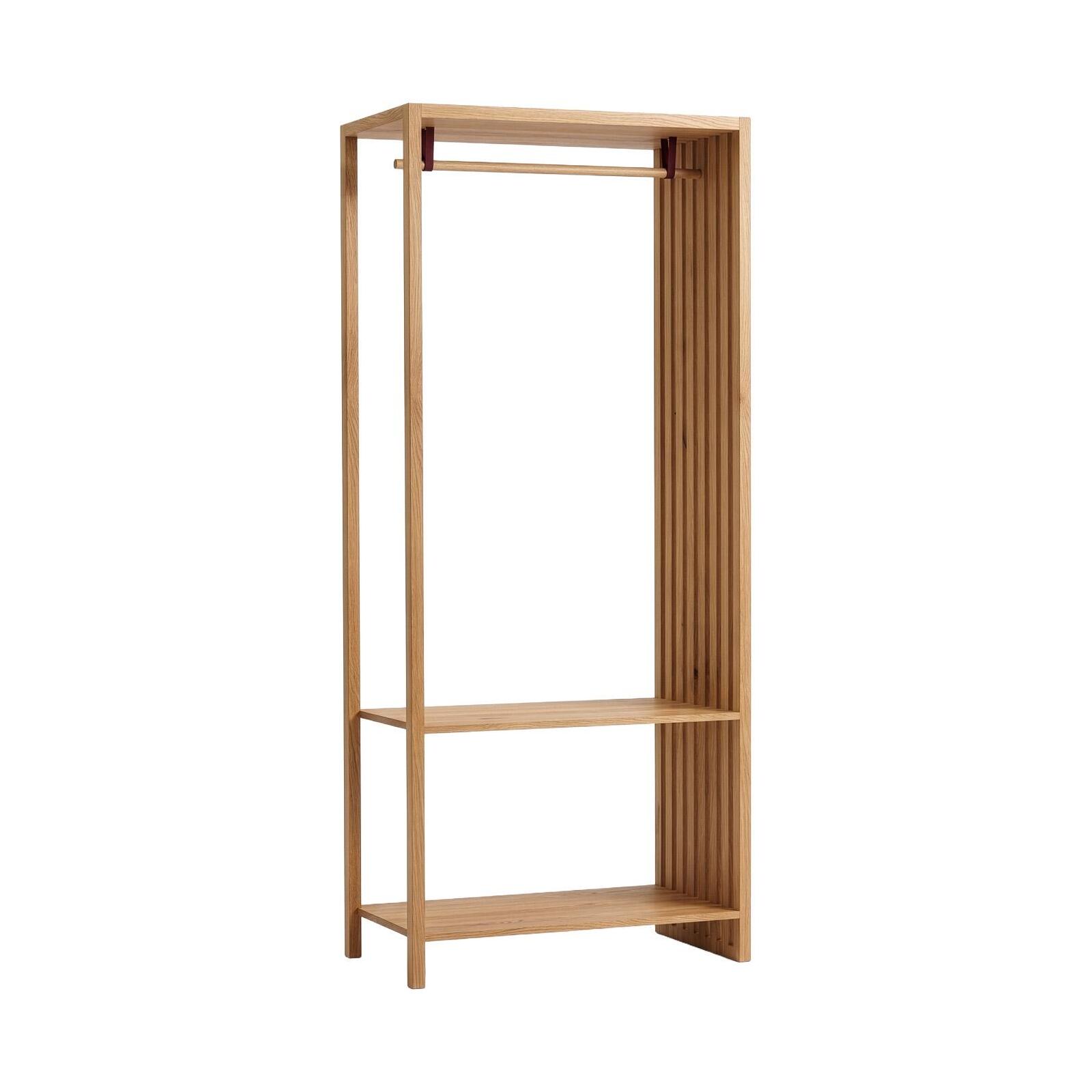 Portant vêtements en bois effet tasseaux de bois 90x190cm - barre penderie