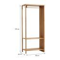 Portant vêtements en bois effet tasseaux de bois 90x190cm - barre penderie