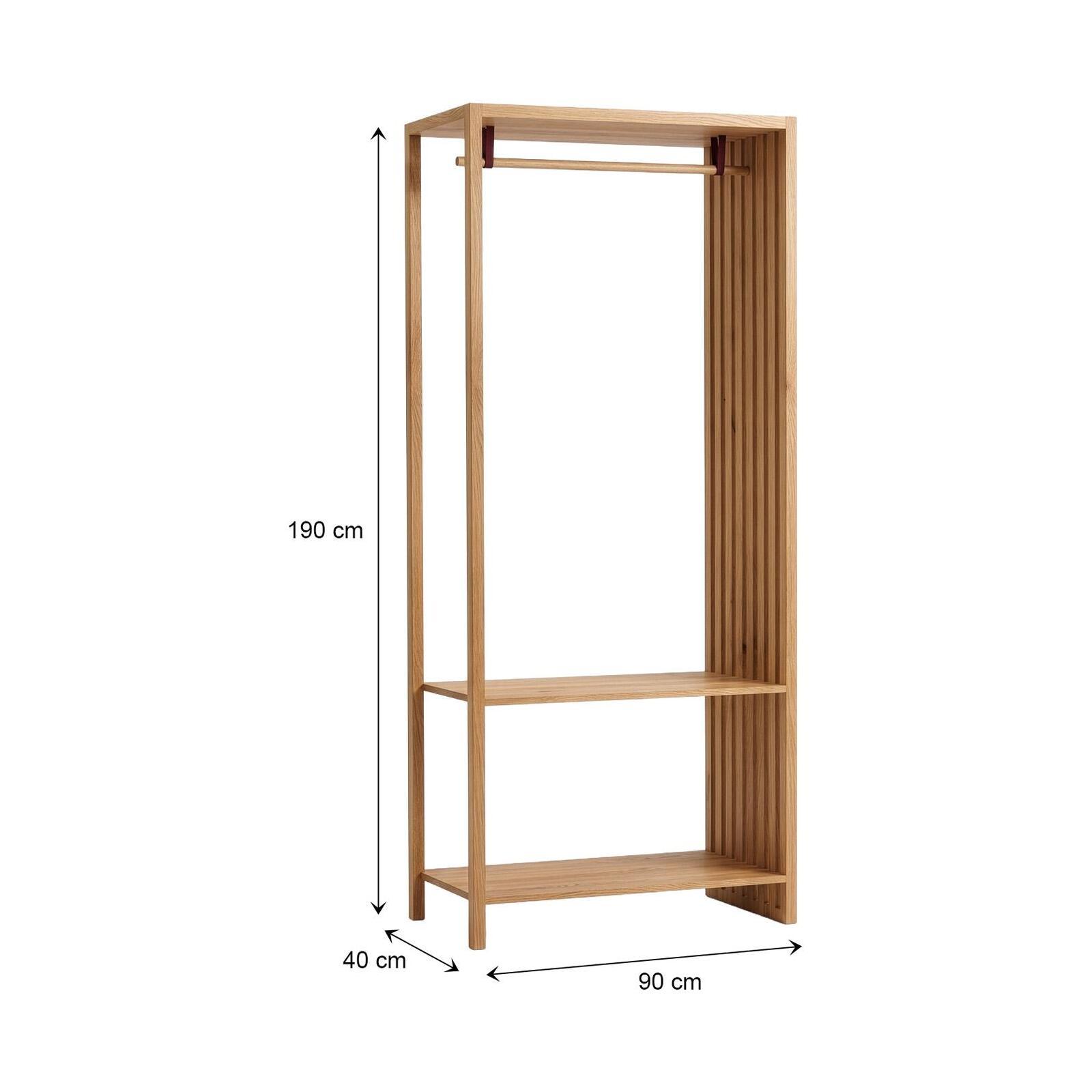Portant vêtements en bois effet tasseaux de bois 90x190cm - barre penderie