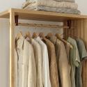 Portant vêtements en bois effet tasseaux de bois 90x190cm - barre penderie