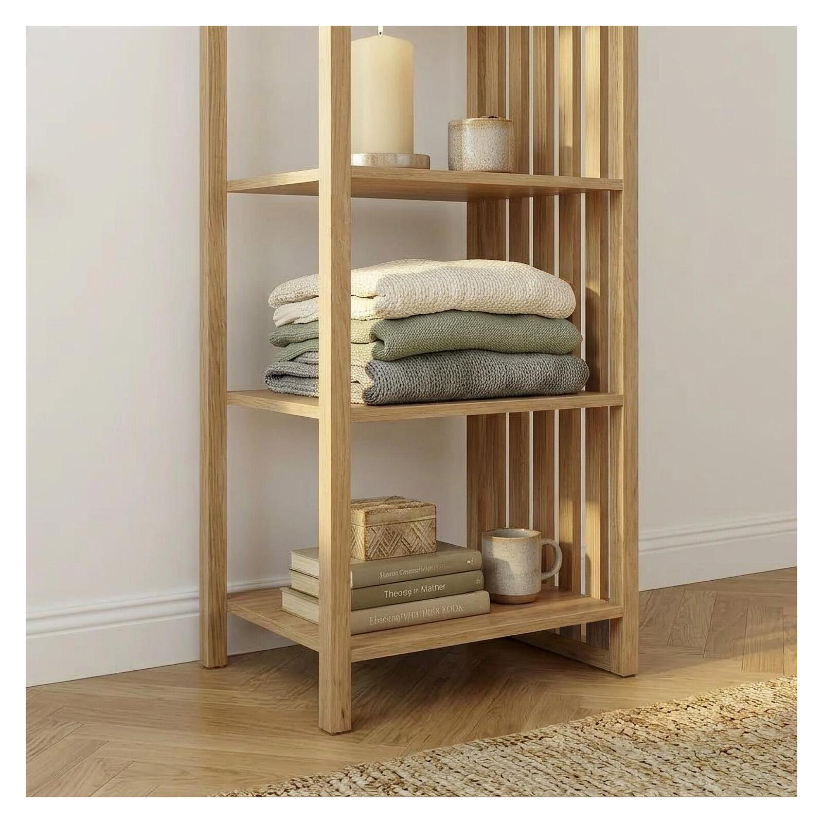 Portant vêtements en bois effet tasseaux de bois 40x190cm - 4 étagères