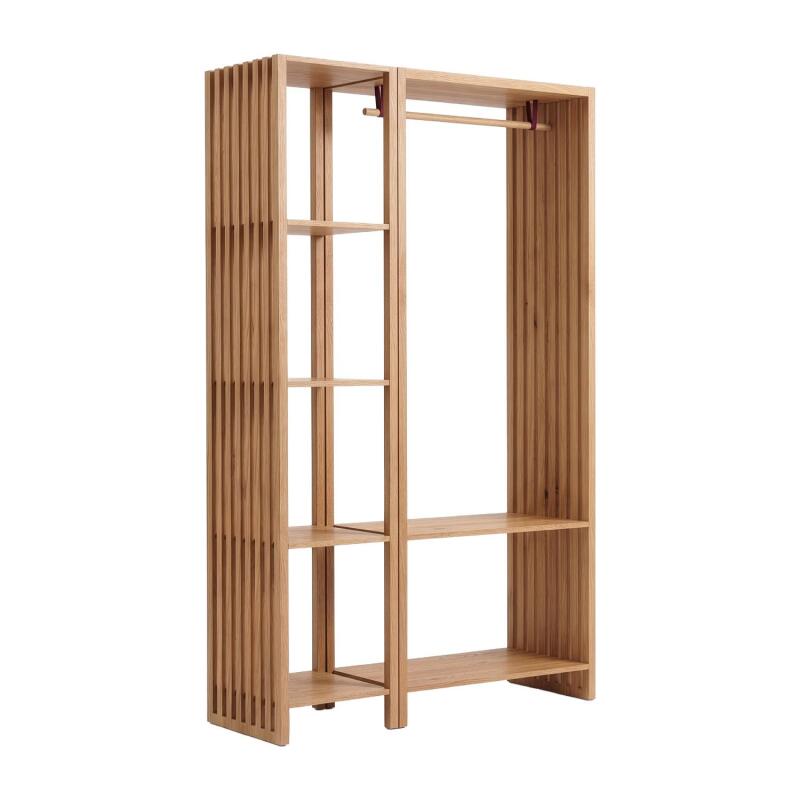 Lot de 2 portants vêtements en bois effet tasseaux de bois 130x190cm - étagères et penderie